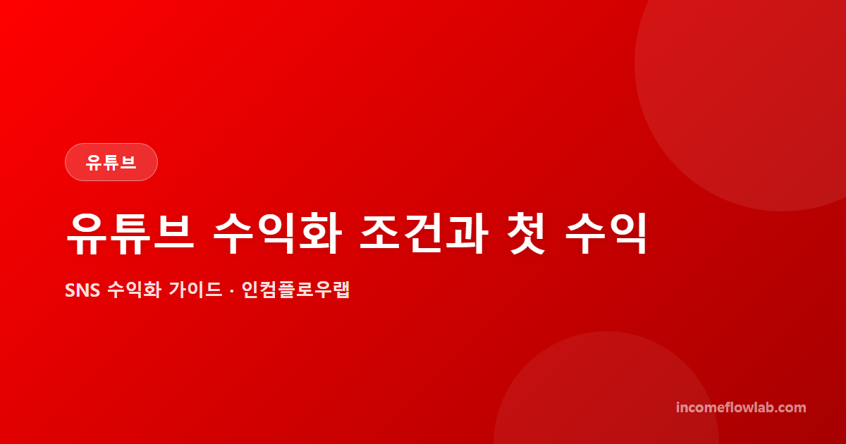 유튜브 수익화 조건과 첫 수익까지 - SNS 수익화 가이드